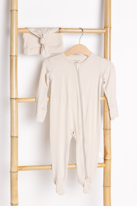 Sand Beige Bamboo Sleepsuit